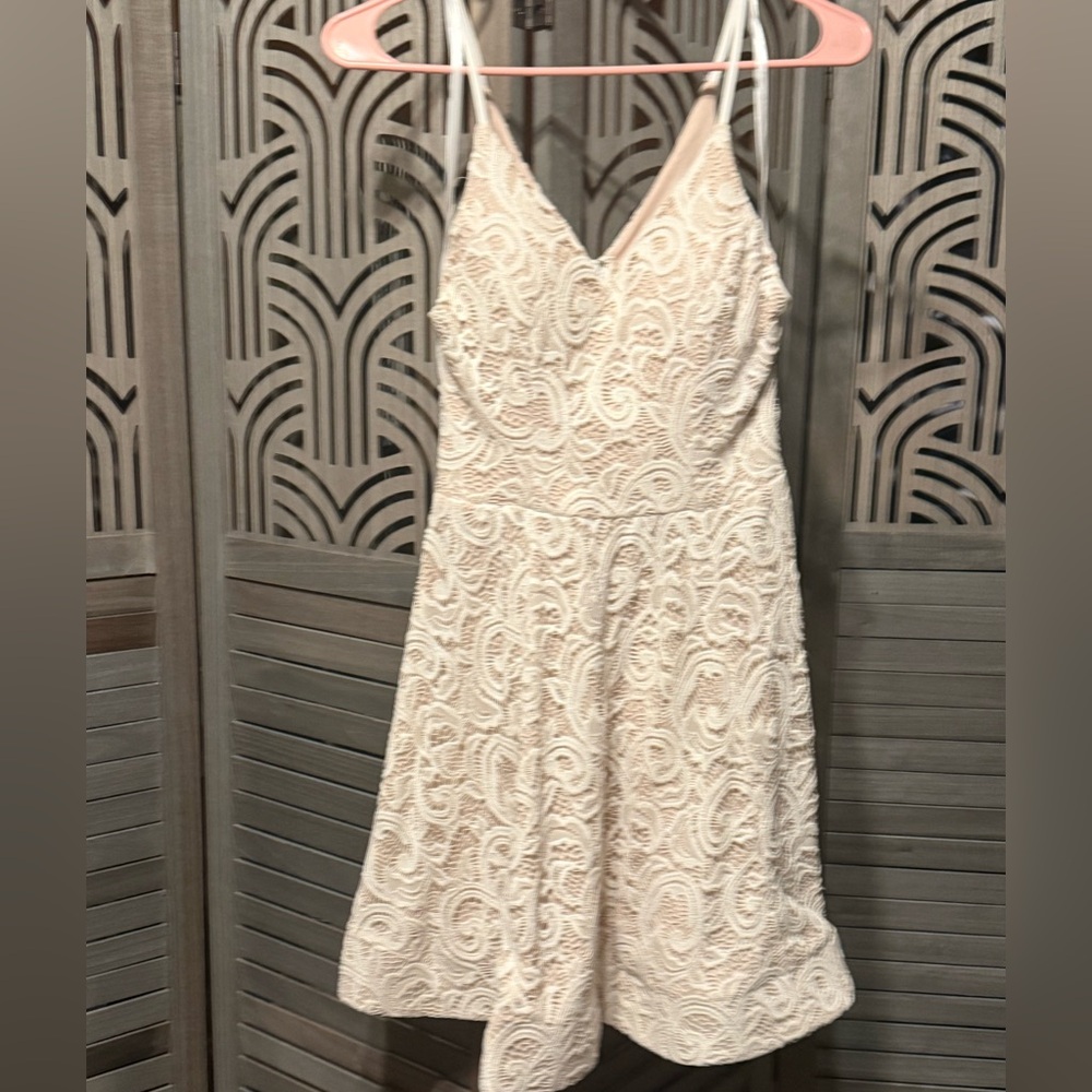Mason & Belle white cream lace spaghetti strap dress